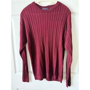 Barry Bricken Burgundy 100% Silk Cable Knit Sweater Old Money Vintage Y2K Size M